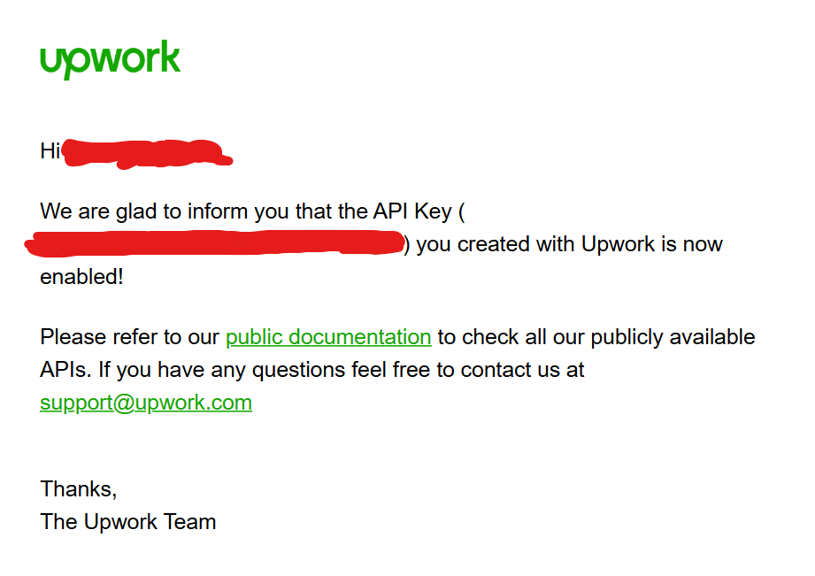 Official Upwork API approval